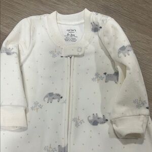 Carter's White and Gray Elephant Sleeper 0-3 months